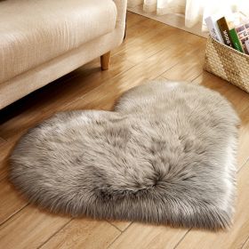 1pc Heart Shaped Area Rug, Plush Faux-Fur Carpet For Living Room & Bedroom, Home Decor Valentine's Day Decor 19.6in*23.6in/50cm*60cm (Color: grey)