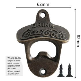 Zinc Alloy Bottle Opener Wall Mounted Vintage Retro Beer Opener Tool Accessories Bronze Color with Screws Bar Decoration Gadgets (Color: c, Ships From: China)