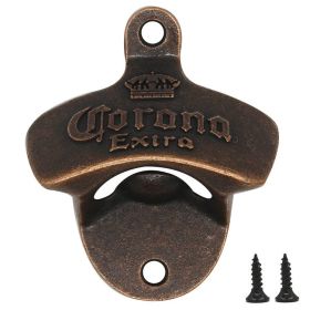 Zinc Alloy Bottle Opener Wall Mounted Vintage Retro Beer Opener Tool Accessories Bronze Color with Screws Bar Decoration Gadgets (Color: b, Ships From: China)