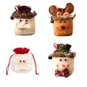 4pcs Christmas Gift Bags Drawstring Christmas Gift Doll Bag Candy Treat Bags (Color: color 2)