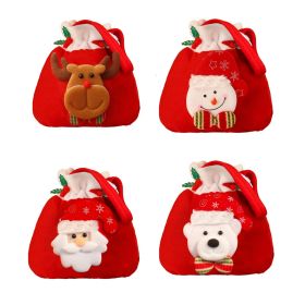 4pcs Christmas Gift Bags Drawstring Christmas Gift Doll Bag Candy Treat Bags (Color: color 4)