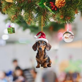 1pc Cute Car Rearview Mirror Decoration Christmas Tree Decoration Pendant Acrylic Flat Christmas Gift Halloween Decoration Backpack Decoration (Style: Christmas Dachshund)
