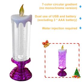 1pc Christmas Colorful Dream Crystal Candle Light LED Glitter Flameless Candles 7 Color Changing Romantic Light Party Home Decor (Emitting Color: Rose Red 7color, Ships From: CN)