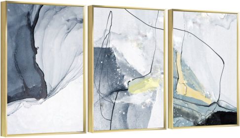 Framed Canvas Wall ArtOil Paintings Impressionism Aesthetic Prints Canvas Paintings for Living Room Bedroom Office Home; 3 Panels (GOLD: 16*24)